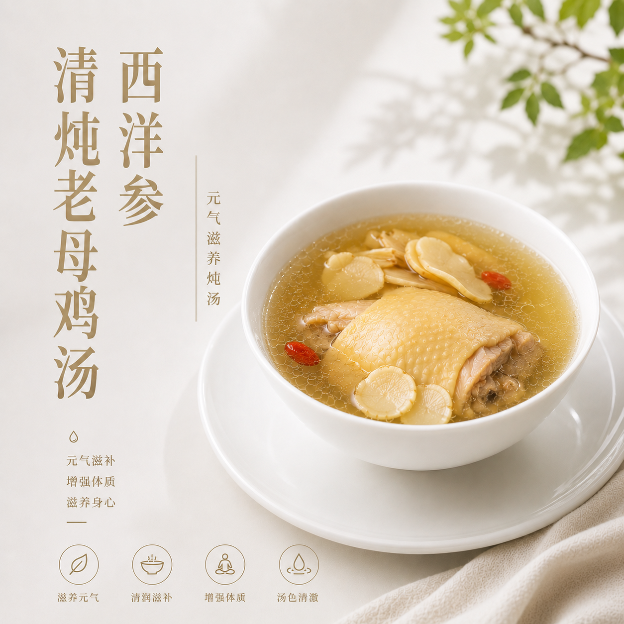 西洋参清炖老母鸡汤